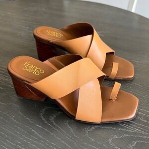 Franco Sarto Tan Wedge Sandals with Leather Straps